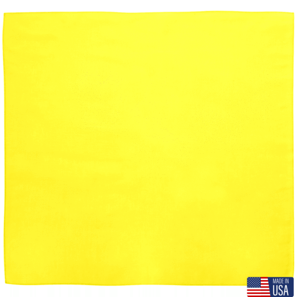 1 piece, USA Made Solid Color Bandana 100% Cotton, Yellow, 22" x 22"