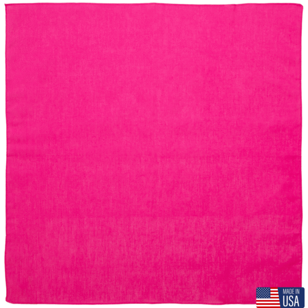 12 pieces, USA Made Solid Color Bandana 100% Cotton, Hot Pink, 22" x 22"