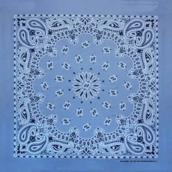 600pcs/Case, Western Paisley Bandana - Made in USA 100% Cotton, Chambray Blue (SS), 22" x 22"