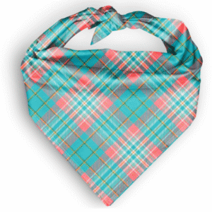 Checkered Fusion Blue Pet Triangle Dog Bandana - 14”x20”x14”
