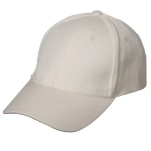 Wool Look Baseball Hat with Adjustable Velcro Back - 12 pieces, White