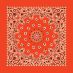 12 pieces, CM Western Paisley Bandanas in Bulk Imported 100% cotton, NEON Orange, 22" x 22"