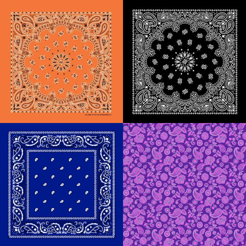 four types of paisley bandana