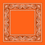 1 piece, Open Center Paisley Bandana Imported 100% Cotton, Orange, 22" x 22"