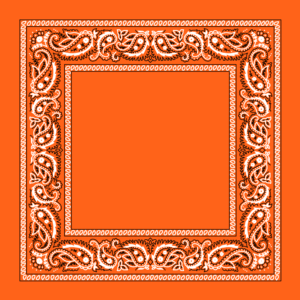 Classic Open Center Paisley Bandana Imported, 22X22, 1 Piece, Orange