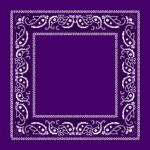 1 piece, Open Center Paisley Bandana Imported 100% Cotton, Purple / Grape, 22" x 22"