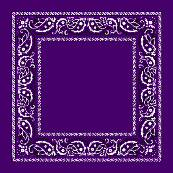 1 piece, Open Center Paisley Bandana Imported 100% Cotton, Purple / Grape, 22" x 22"