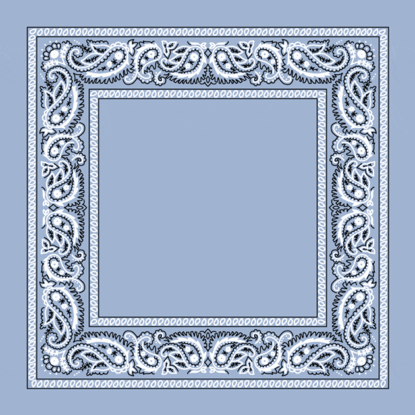 1 piece, Open Center Paisley Bandana Imported 100% Cotton, Light Blue, 22" x 22"