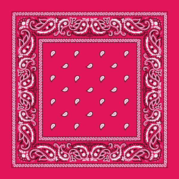 Classic Paisley Bandana Imported, 22X22, 600Pcs/Case, Hot Pink