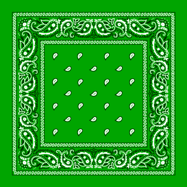 Classic Paisley Bandana Imported, 22X22, 12 Pieces, Kelly Green