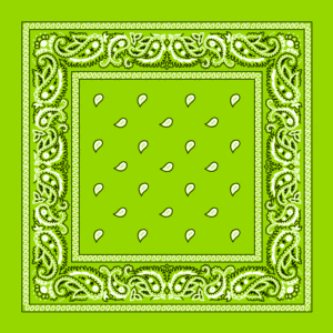 Classic Paisley Bandana Imported, 22X22, 1 Piece, Lime Green