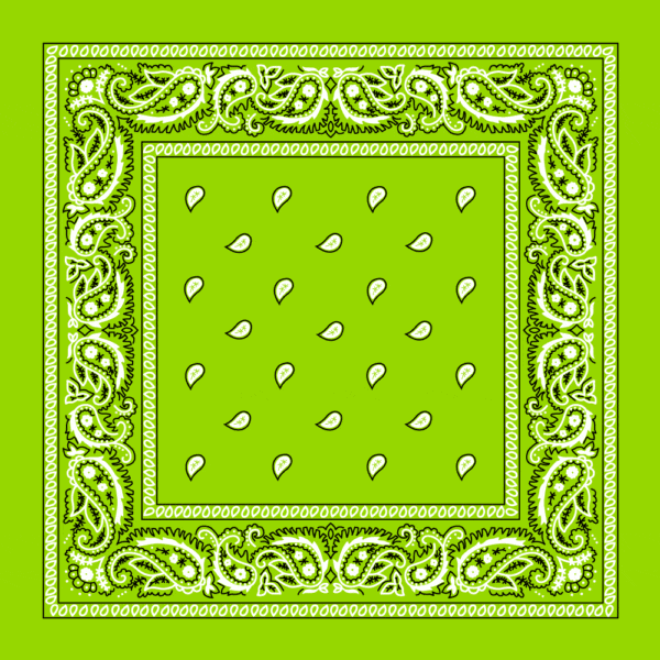 Classic Paisley Bandana Imported, 22X22, 1 Piece, Lime Green