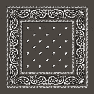 Classic Paisley Bandana Imported, 22X22, 12 Pieces, Dark Grey