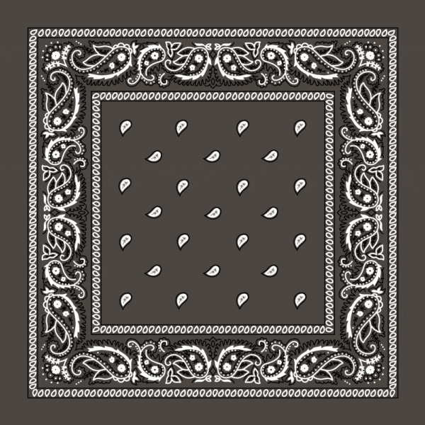 Classic Paisley Bandana Imported, 22X22, 600Pcs/Case, Dark Grey