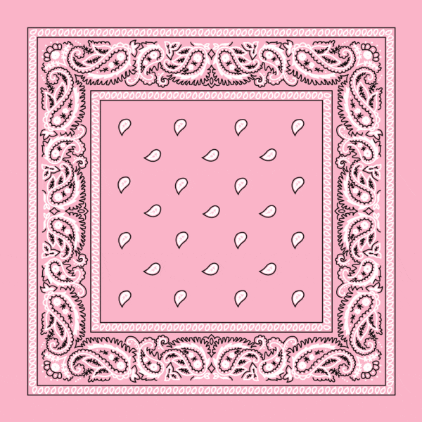Classic Paisley Bandana Imported, 22X22, 12 Pieces, Light Pink