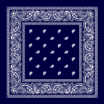 Classic Paisley Bandana Imported, 22X22, 1 Piece, Navy Blue