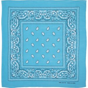 Classic Paisley Bandana Imported, 22X22, 1 Piece, Turquoise