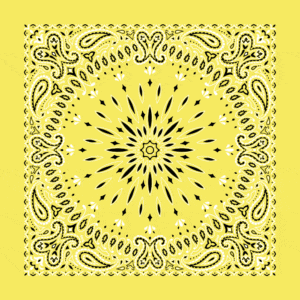 Circular Burst Paisley Bandana Imported 100 22X22, 600Pcs/Case, Light Yellow