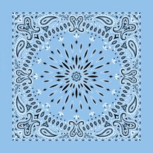 Circular Burst Paisley Bandana Imported 100 22X22, 1 Piece, Light Blue