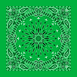 Circular Burst Paisley Bandana Imported 100 22X22, 1 Piece, Kelly Green