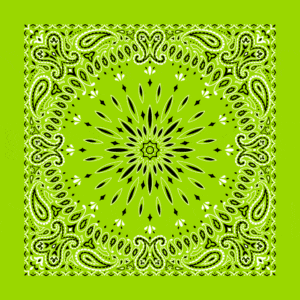 Circular Burst Paisley Bandana Imported 100 22X22, 1 Piece, Lime Green