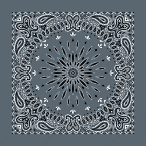 Circular Burst Paisley Bandana Imported 100 22X22, 1 Piece, Dark Grey