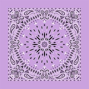 Circular Burst Paisley Bandana Imported 100 22X22, 12 Pieces, Lilac