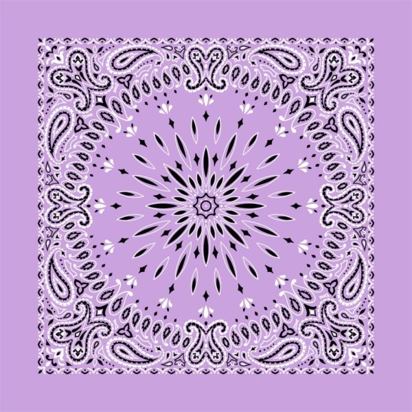 12 pieces, Circular Burst Paisley Bandana Imported 100% Cotton, Lilac, 22" x 22"