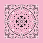 1 piece, Circular Burst Paisley Bandana Imported 100% Cotton, Light Pink, 22" x 22"