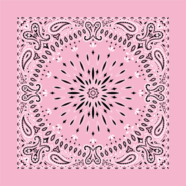 1 piece, Circular Burst Paisley Bandana Imported 100% Cotton, Light Pink, 22" x 22"