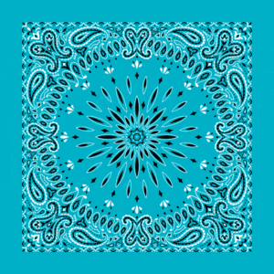 Circular Burst Paisley Bandana Imported 100 22X22, 1 Piece, Turquoise