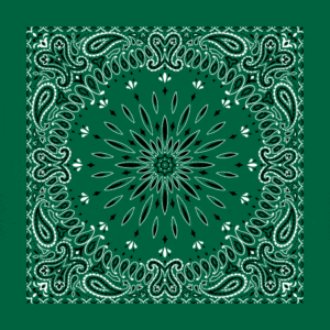 Circular Burst Paisley Bandana Imported 100 22X22, 1 Piece, Hunter Green