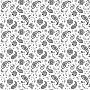 All Over Paisley Bandana Imported 100 22X22, 600Pcs/Case, White