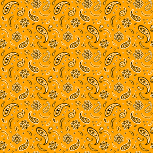 All Over Paisley Bandana Imported 100 22X22, 600Pcs/Case, Gold
