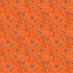 All Over Paisley Bandana Imported 100 22X22, 600Pcs/Case, Orange