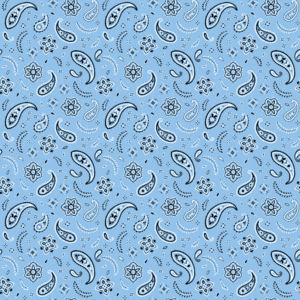 All Over Paisley Bandana Imported 100 22X22, 12 Pieces, Light Blue