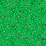 600pcs/Case, All Over Paisley Bandana Imported 100% Cotton, Kelly Green, 22" x 22"
