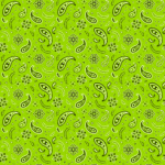 1 piece, All Over Paisley Bandana Imported 100% Cotton, Lime Green, 22" x 22"