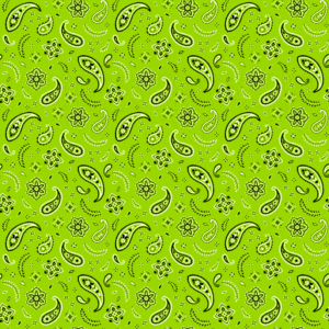 All Over Paisley Bandana Imported 100 22X22, 600Pcs/Case, Lime Green