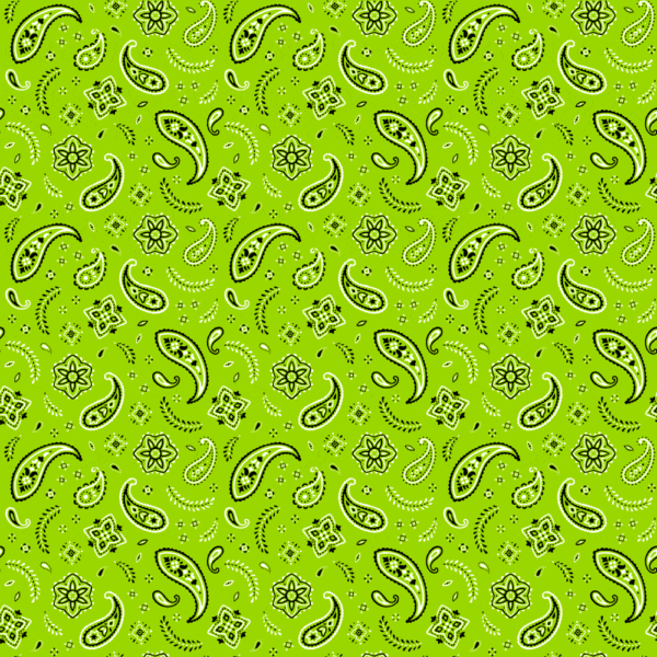 1 piece, All Over Paisley Bandana Imported 100% Cotton, Lime Green, 22" x 22"
