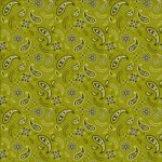 12 pieces, All Over Paisley Bandana Imported 100% Cotton, Olive Green, 22" x 22"