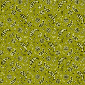All Over Paisley Bandana Imported 100 22X22, 600Pcs/Case, Olive Green