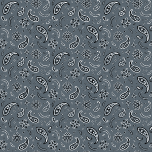 All Over Paisley Bandana Imported 100 22X22, 12 Pieces, Dark Grey