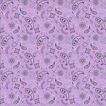 1 piece, All Over Paisley Bandana Imported 100% Cotton, Lilac, 22" x 22"