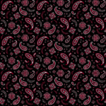 12 pieces, All Over Paisley Bandana Imported 100% Cotton, Black with Red, 22" x 22"
