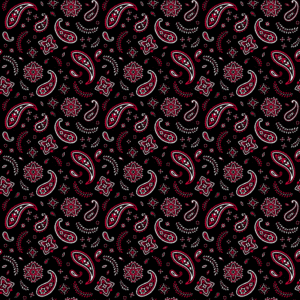 All Over Paisley Bandana Imported 100 22X22, 600Pcs/Case, Black With Red