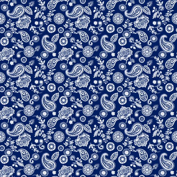 600pcs/Case, Floral Paisley Bandana Imported 100% Cotton, Navy Blue, 22" x 22"