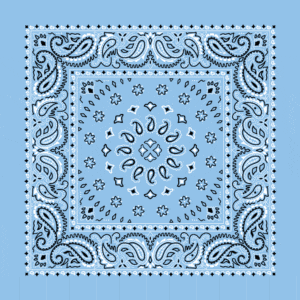 Square Burst Paisley Bandana Imported 100 22X22, 600Pcs/Case, Light Blue