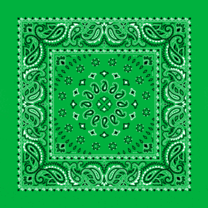 Square Burst Paisley Bandana Imported 100 22X22, 12 Pieces, Kelly Green