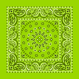Square Burst Paisley Bandana Imported 100 22X22, 1 Piece, Lime Green